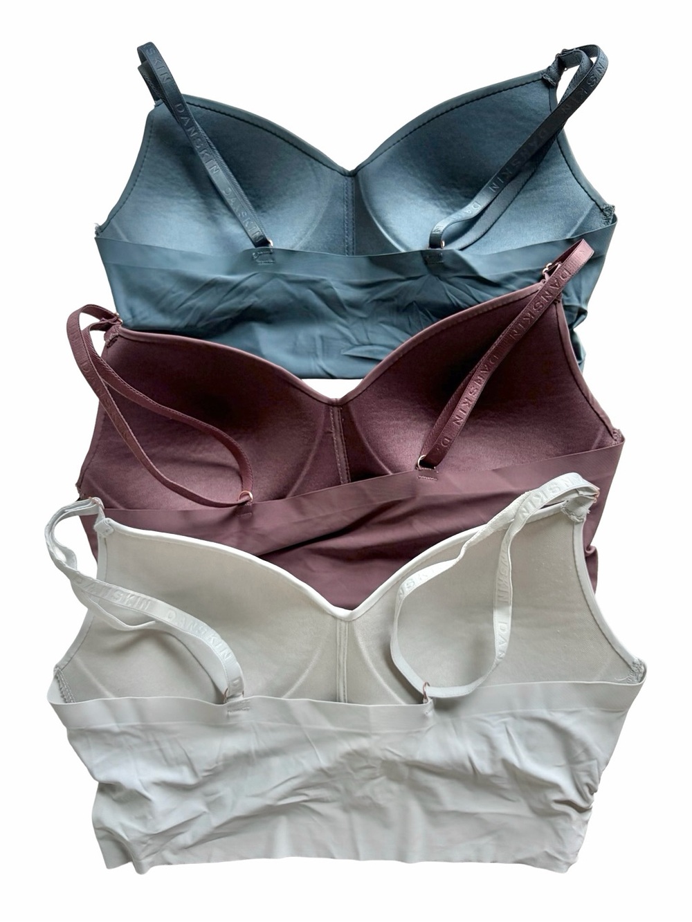 DANSKIN 3-pack Wireless Bralettes - Light Grey, Mauve, Slate, 34B - Picture 2 of 6